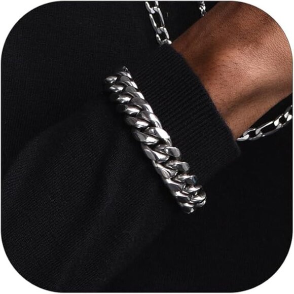 Cuban Link Bracelet for Men 10MM Width Cuban Wrist Bracelets 7.5" Length - Picture 1 of 6
